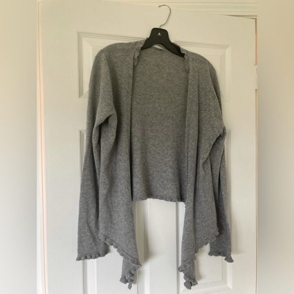 Hill Sweaters Hill Grey Cashmere Ruffle Cardigan S